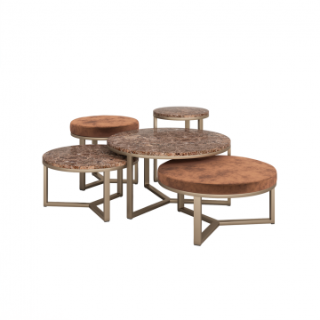 Salontafel met poef tafels