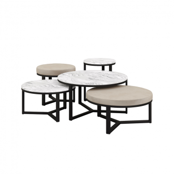 Salontafel set marmer poef